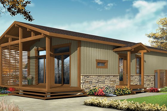 Exterior - Front Elevation 3 for Contemporary House Plan #23-2603 - 2 bed, 1 bath