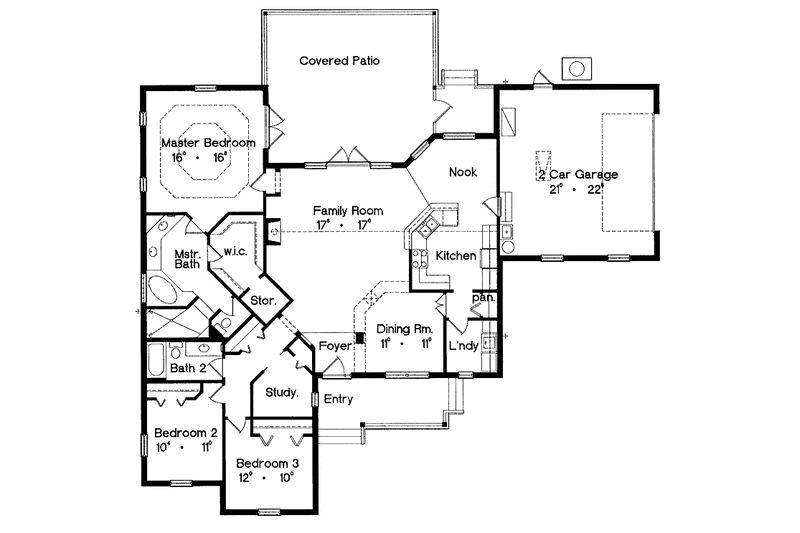 Dream House Plan - Floor Plan - Main Floor for Country House Plan #417-734 - 3 bed, 2 bath