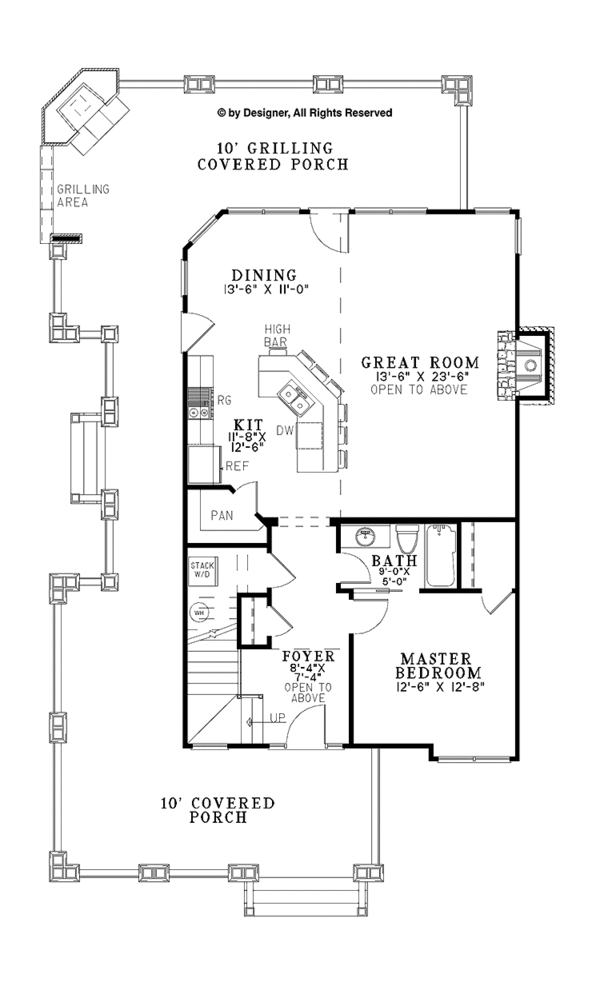 Architectural House Design - Craftsman Floor Plan - Main Floor Plan #17-3336