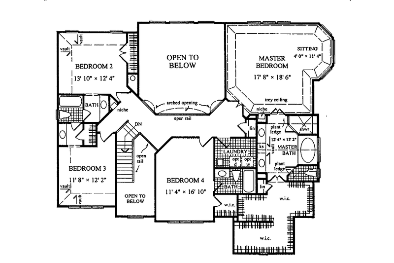 Dream House Plan - Floor Plan - Upper Floor for Traditional House Plan #54-254 - 4 bed, 3.5 bath