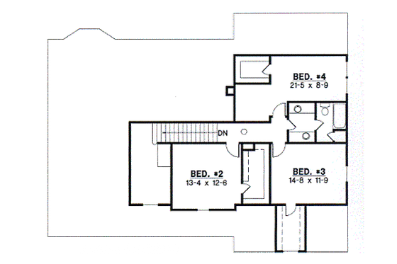 Floor Plan - Upper Floor for Traditional House Plan #67-728 - 4 bed, 2 bath