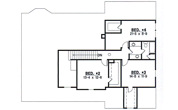 Traditional Floor Plan - Upper Floor Plan #67-728