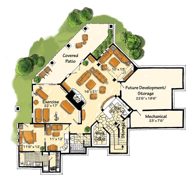 Dream House Plan - Craftsman Floor Plan - Lower Floor Plan #942-16