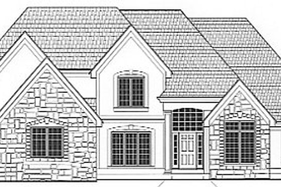Exterior - Front Elevation for European House Plan #67-700 - 4 bed, 3.5 bath
