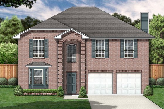 Exterior - Front Elevation for Classical House Plan #84-318 - 4 bed, 2 bath