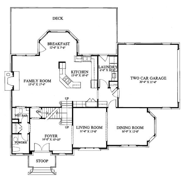 Architectural House Design - Colonial Floor Plan - Main Floor Plan #429-89