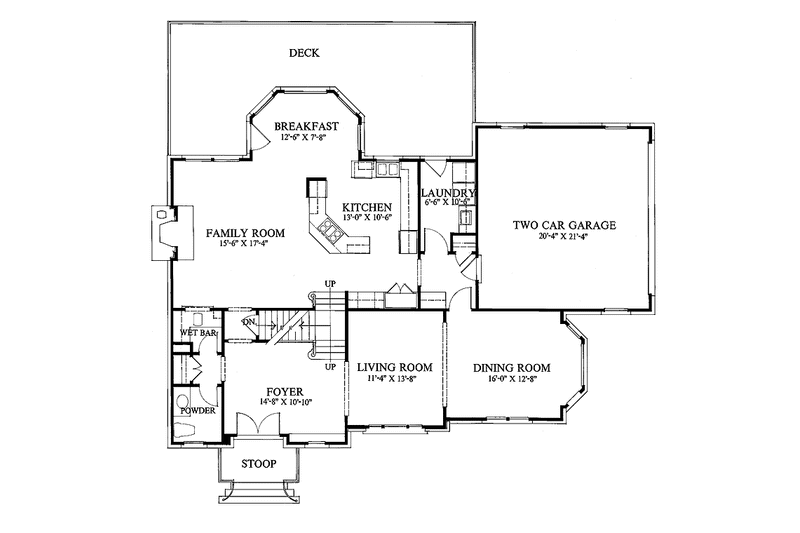 Home Plan - Floor Plan - Main Floor for Colonial House Plan #429-89 - 4 bed, 3.5 bath