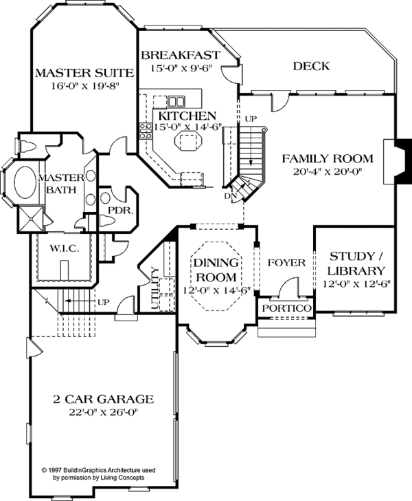 House Blueprint - Traditional Floor Plan - Main Floor Plan #453-564