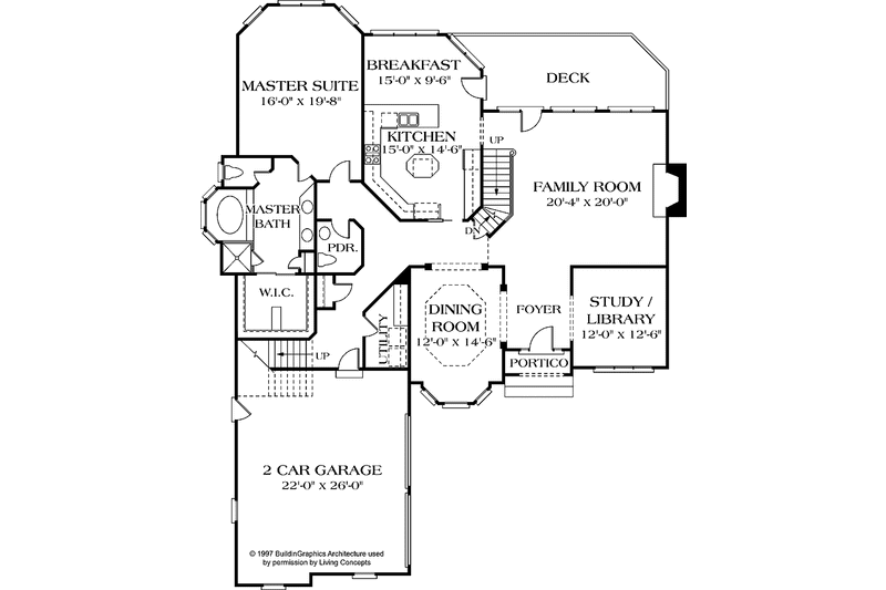 Home Plan - Floor Plan - Main Floor for Traditional House Plan #453-564 - 4 bed, 3.5 bath