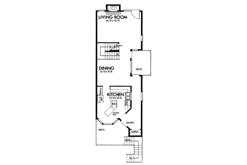 Home Plan - Floor Plan - Main Floor for Country House Plan #320-786 - 2 bed, 2 bath