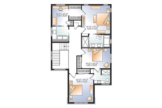 Floor Plan - Upper Floor for Contemporary House Plan #23-2608 - 3 bed, 2.5 bath