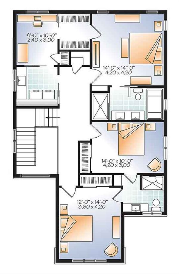 House Plan Design - Contemporary Floor Plan - Upper Floor Plan #23-2608