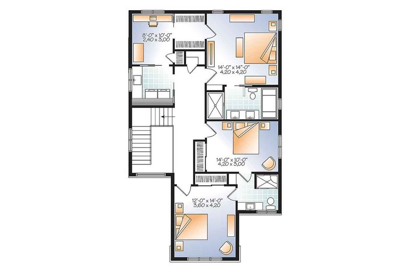 Home Plan - Floor Plan - Upper Floor for Contemporary House Plan #23-2608 - 3 bed, 2.5 bath