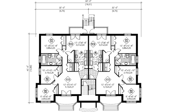 Floor Plan - Lower Floor for European House Plan #25-305 - 3 bed, 1 bath