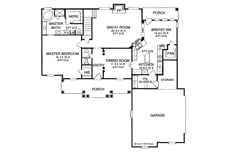 Dream House Plan - Floor Plan - Main Floor for Country House Plan #952-133 - 4 bed, 2.5 bath