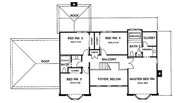 Architectural House Design - European Floor Plan - Upper Floor Plan #1001-151