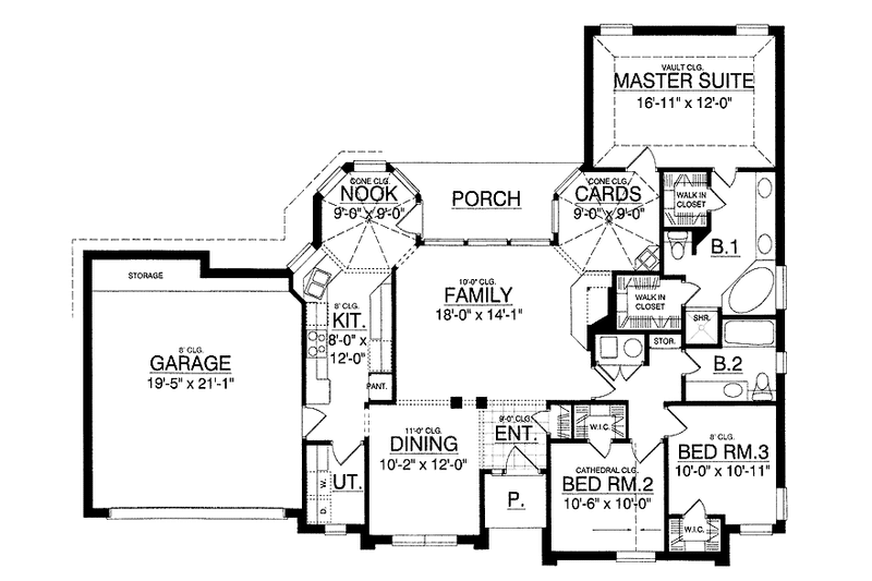 Home Plan - Floor Plan - Main Floor for Traditional House Plan #40-471 - 3 bed, 2 bath