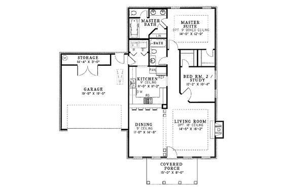 Floor Plan - Main Floor for Classical House Plan #17-3243 - 2 bed, 2 bath
