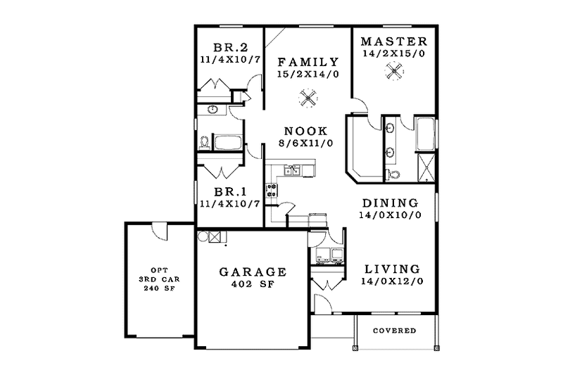 Dream House Plan - Floor Plan - Main Floor for Ranch House Plan #943-21 - 3 bed, 2 bath
