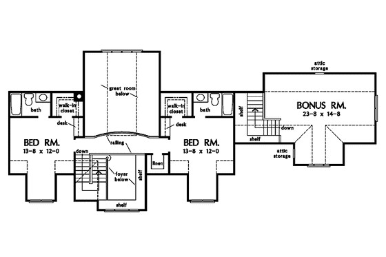 Floor Plan - Upper Floor for Country House Plan #929-806 - 3 bed, 3.5 bath
