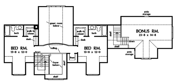 Architectural House Design - Country Floor Plan - Upper Floor Plan #929-806