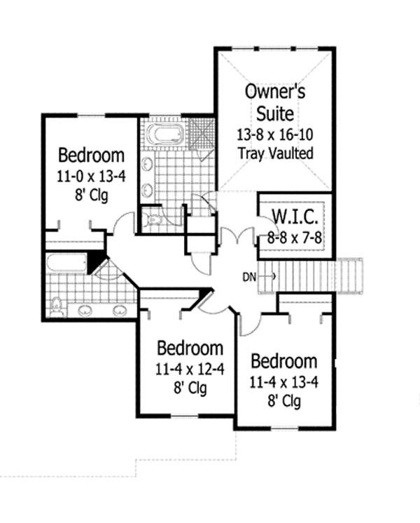 Dream House Plan - Traditional Floor Plan - Upper Floor Plan #51-1104