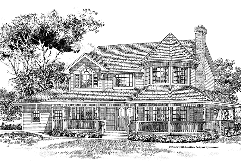 House Blueprint - Exterior - Front Elevation 3 for Victorian House Plan #47-852 - 4 bed, 2.5 bath