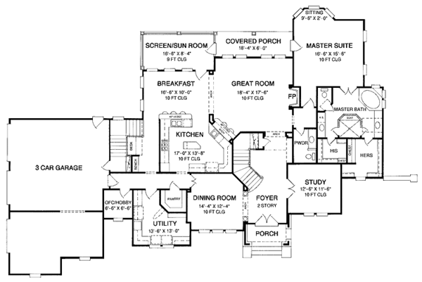 House Blueprint - Country Floor Plan - Main Floor Plan #952-184