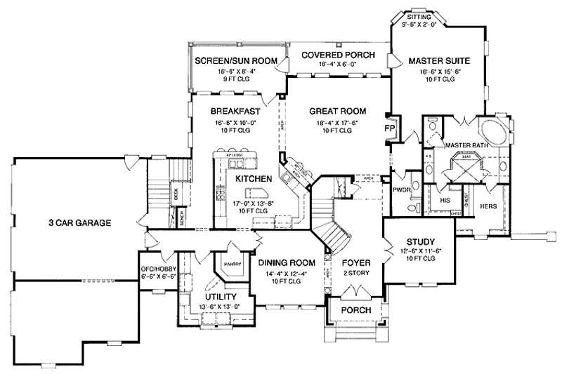 Dream House Plan - Floor Plan - Main Floor for Country House Plan #952-184 - 4 bed, 3.5 bath