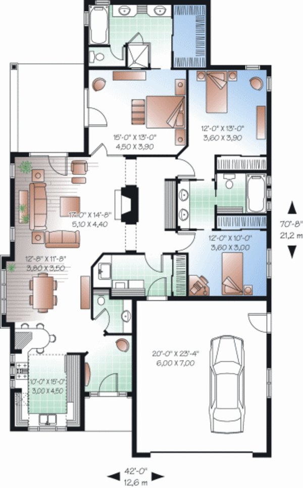 House Plan Design - Mediterranean Floor Plan - Main Floor Plan #23-2217