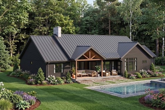 Exterior - Rear Elevation for Farmhouse House Plan #1089-73 - 3 bed, 2.5 bath