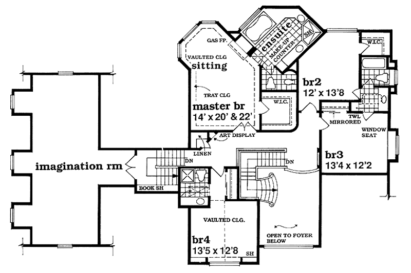 Home Plan - Floor Plan - Upper Floor for Mediterranean House Plan #47-875 - 4 bed, 4.5 bath