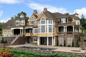 Exterior - Rear Elevation for Craftsman House Plan #132-565 - 5 bed, 5 bath