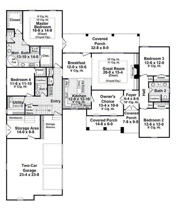 Architectural House Design - Floor Plan - Main Floor for Craftsman House Plan #21-662 - 4 bed, 3 bath