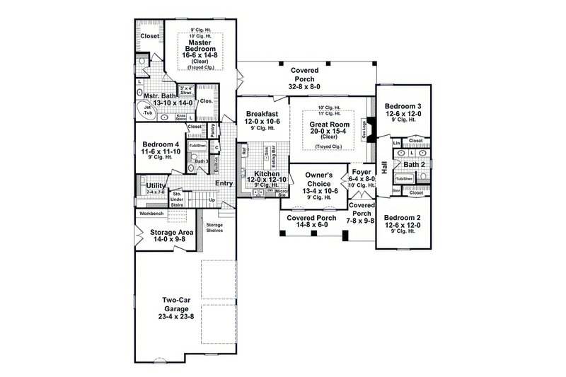 Architectural House Design - Floor Plan - Main Floor for Craftsman House Plan #21-662 - 4 bed, 3 bath