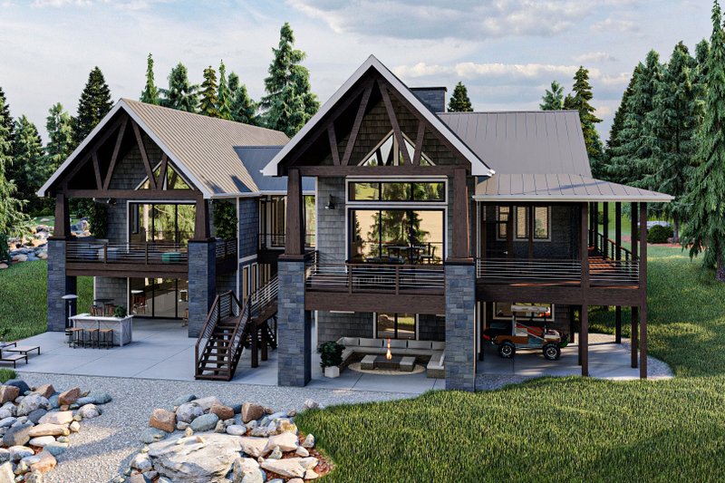 House Design - Exterior - Rear Elevation for Beach House Plan #455-314 - 1 bed, 1.5 bath