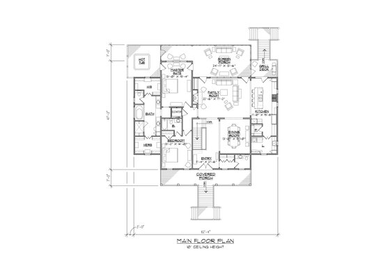 Floor Plan - Main Floor for Country House Plan #1054-34 - 4 bed, 4.5 bath