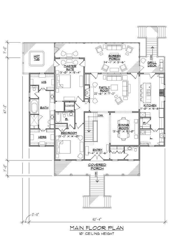 Dream House Plan - Country Floor Plan - Main Floor Plan #1054-34
