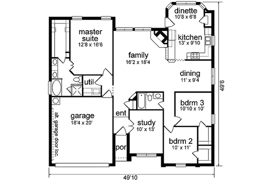 Floor Plan - Main Floor for Traditional House Plan #84-209 - 3 bed, 2 bath