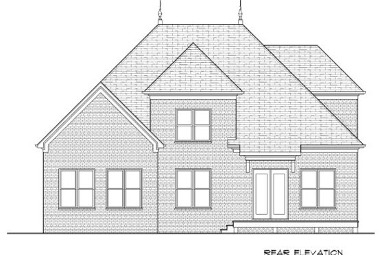 Exterior - Rear Elevation for European House Plan #413-875 - 3 bed, 3 bath