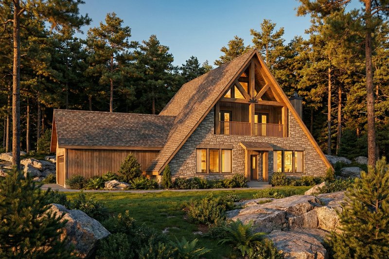 Cabin Style House Plan - 3 Beds 2 Baths 2291 Sq/Ft Plan #80-204 Exterior