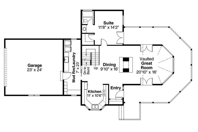 Dream House Plan - Floor Plan - Main Floor for Beach House Plan #124-1094 - 2 bed, 2 bath