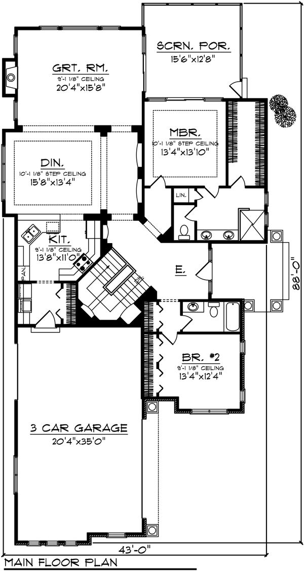 House Design - Ranch Floor Plan - Main Floor Plan #70-1030