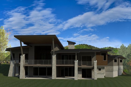 Exterior - Rear Elevation for Modern House Plan #920-89 - 4 bed, 4.5 bath