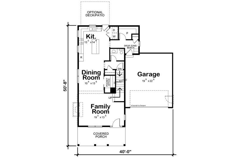 Architectural House Design - Floor Plan - Main Floor for Country House Plan #20-2515 - 3 bed, 2.5 bath