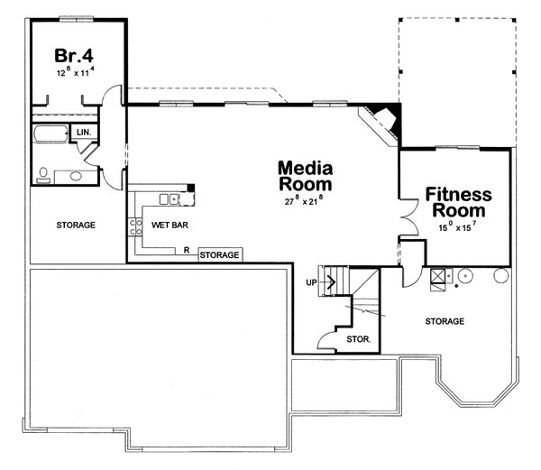 Architectural House Design - Floor Plan - Lower Floor for European House Plan #20-2612 - 4 bed, 3 bath