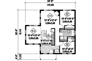Floor Plan - Main Floor for Contemporary House Plan #25-4382 - 2 bed, 1 bath