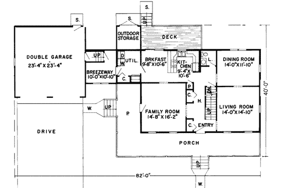 Floor Plan - Main Floor for Country House Plan #312-460 - 4 bed, 2.5 bath