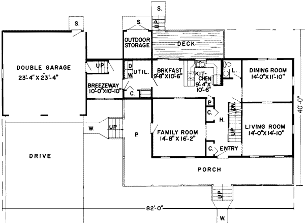 Floor Plan - Main Floor for Country House Plan #312-460 - 4 bed, 2.5 bath