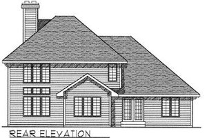 Exterior - Rear Elevation for Traditional House Plan #70-397 - 4 bed, 2.5 bath